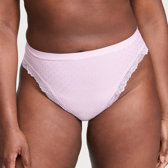 Victoria's Secret Seamless Lace-Trim High-Leg Brief Panty Delicate Violet XL NEW - Picture 2 of 6